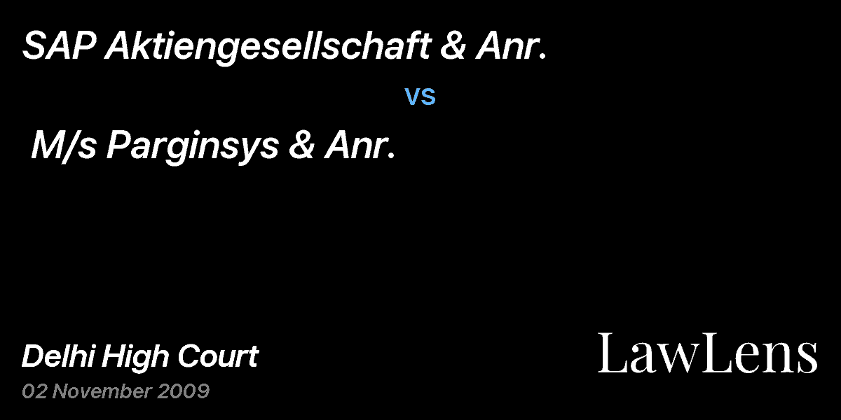 Preview image for SAP Aktiengesellschaft & Anr. vs. M/s Parginsys & Anr.