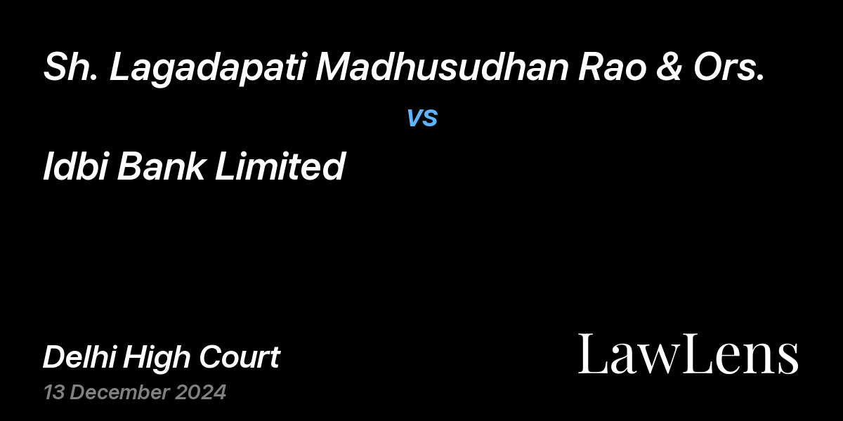 Preview image for Sh. Lagadapati Madhusudhan Rao & Ors. vs. Idbi Bank Limited