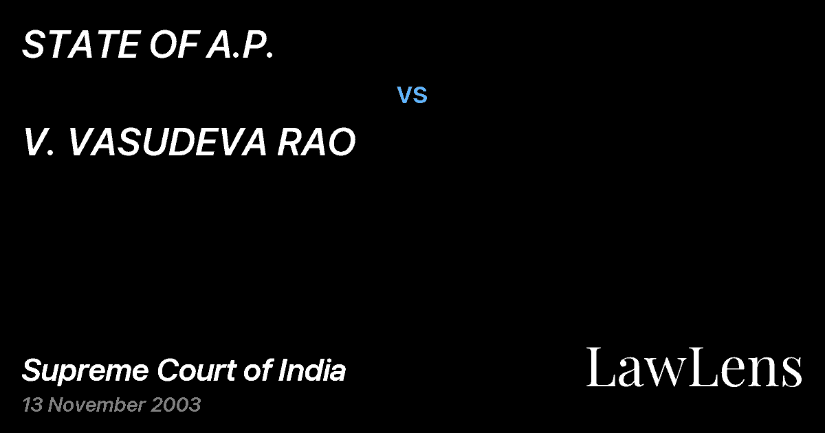Preview image for STATE OF A.P. vs. V. VASUDEVA RAO