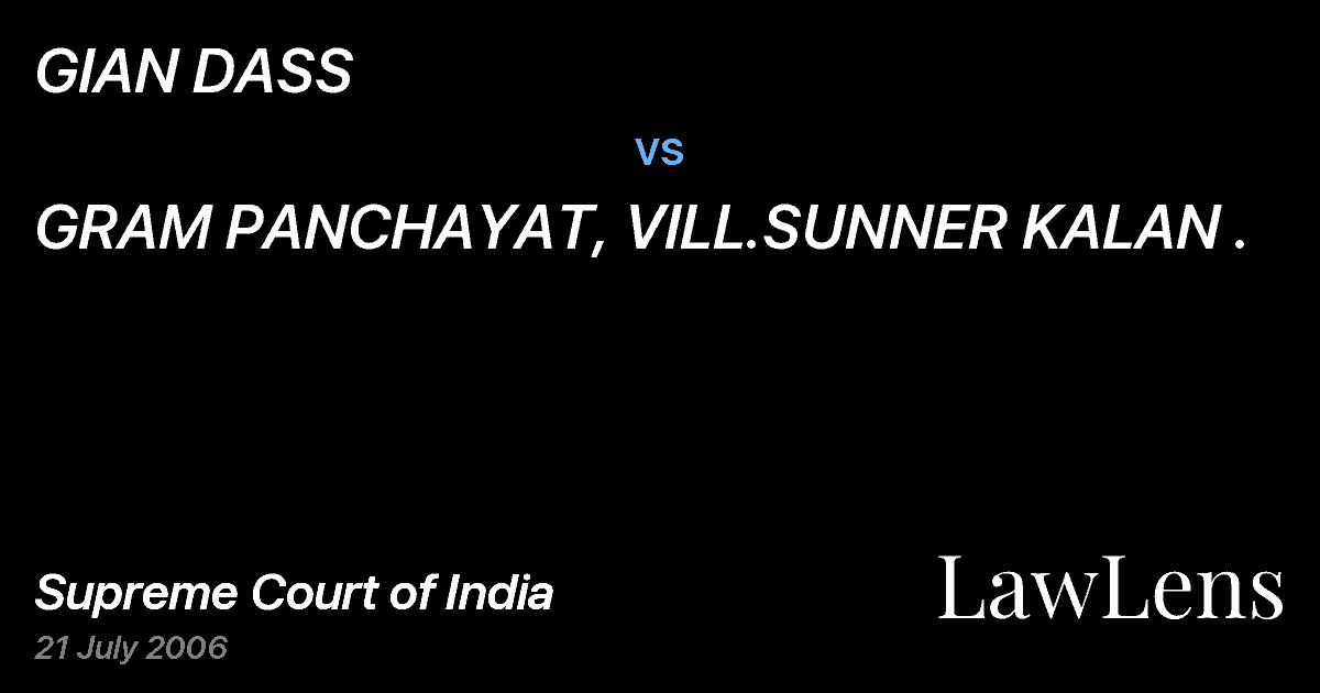 Preview image for GIAN DASS vs. GRAM PANCHAYAT, VILL.SUNNER KALAN .