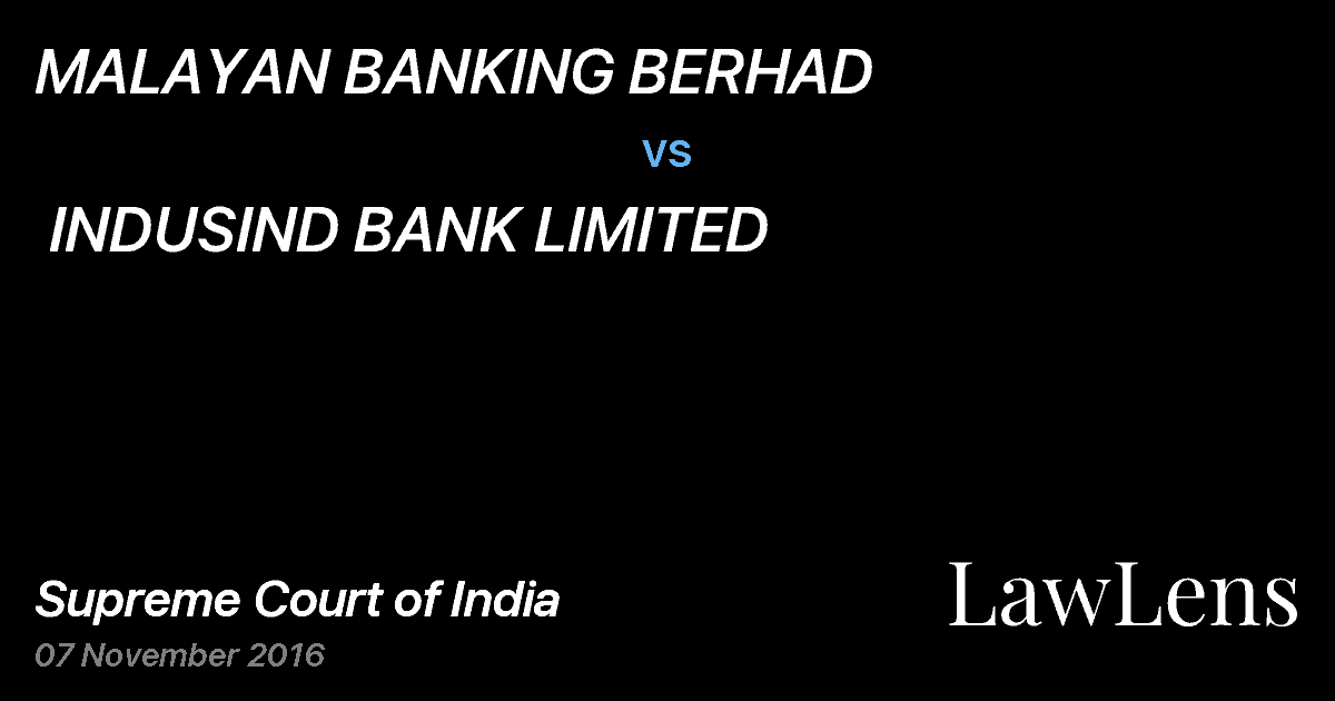 Preview image for MALAYAN BANKING BERHAD vs. INDUSIND BANK LIMITED
