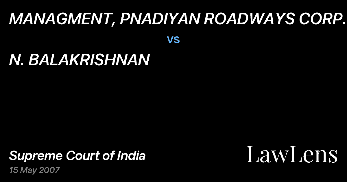 Preview image for MANAGMENT, PNADIYAN ROADWAYS CORP. LTD. vs. N. BALAKRISHNAN