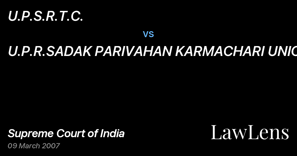 Preview image for U.P.S.R.T.C. vs. U.P.R.SADAK PARIVAHAN KARMACHARI UNION