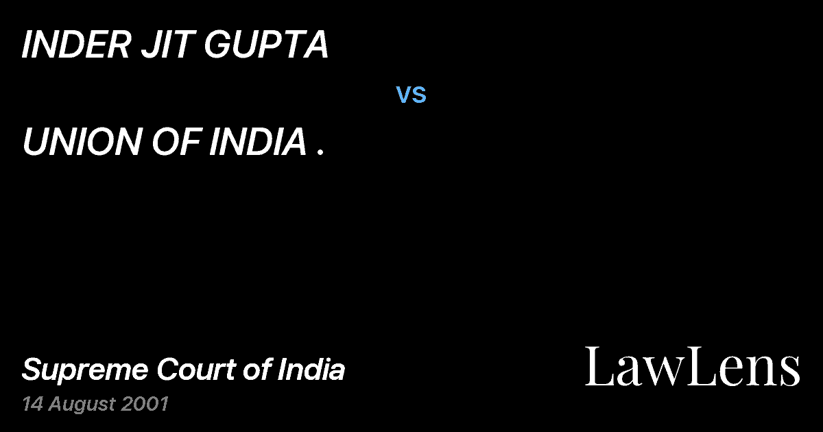 Preview image for INDER JIT GUPTA vs. UNION OF INDIA .