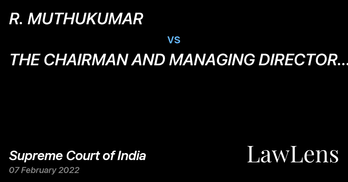 Preview image for R. MUTHUKUMAR vs. THE CHAIRMAN AND MANAGING DIRECTOR TANGEDCO