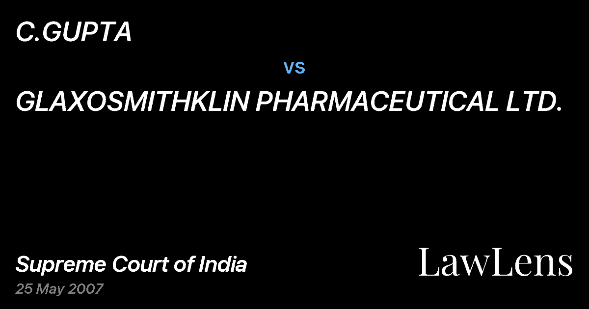 Preview image for C.GUPTA vs. GLAXOSMITHKLIN PHARMACEUTICAL LTD.