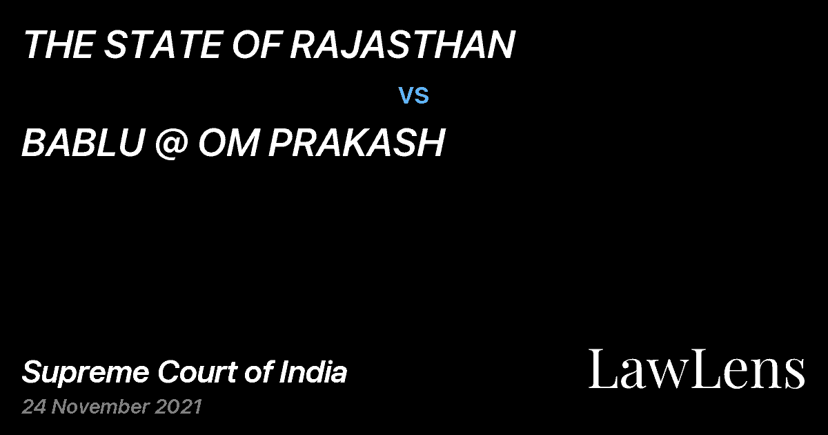 Preview image for THE STATE OF RAJASTHAN vs. BABLU @ OM PRAKASH