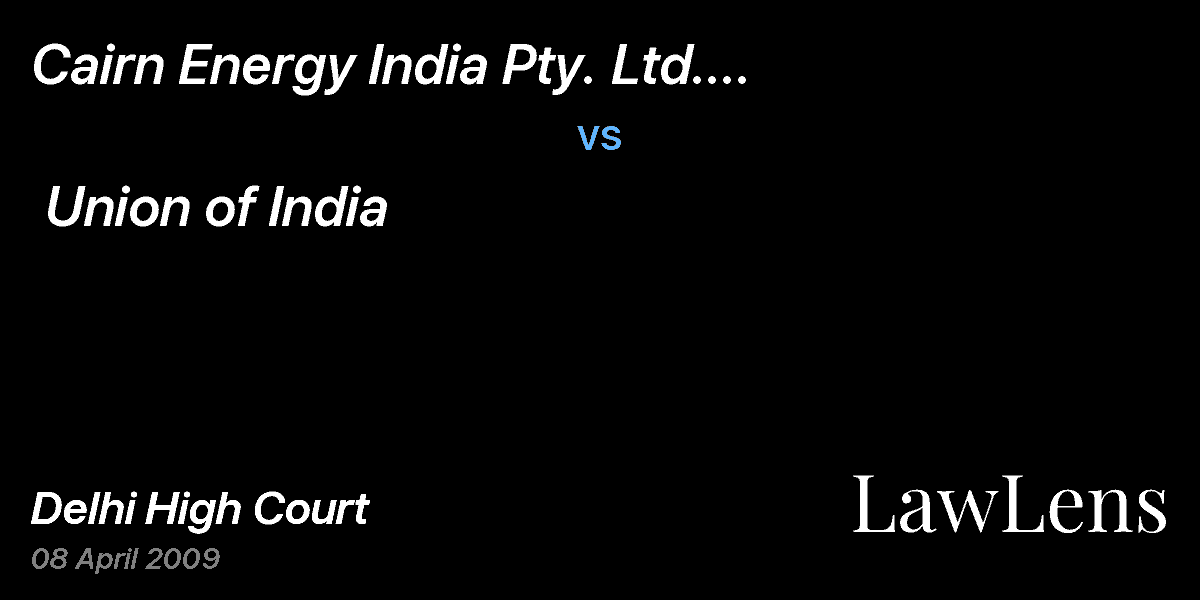 Preview image for Cairn Energy India Pty. Ltd. (Australia)  vs.  Union of India
