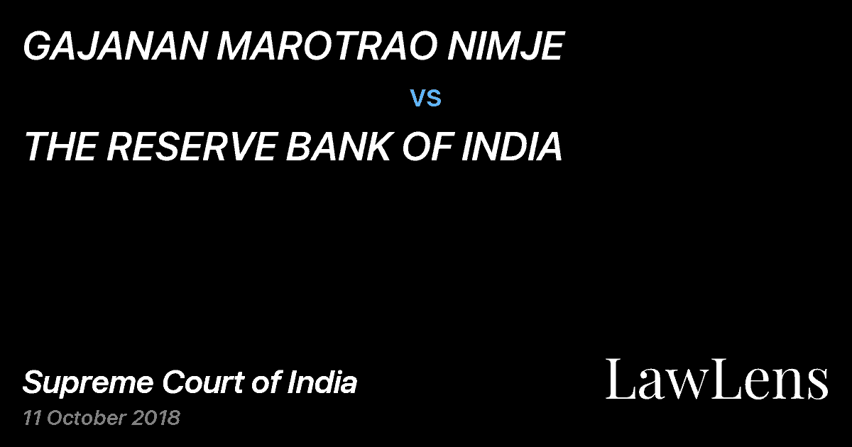 Preview image for GAJANAN MAROTRAO NIMJE vs. THE RESERVE BANK OF INDIA
