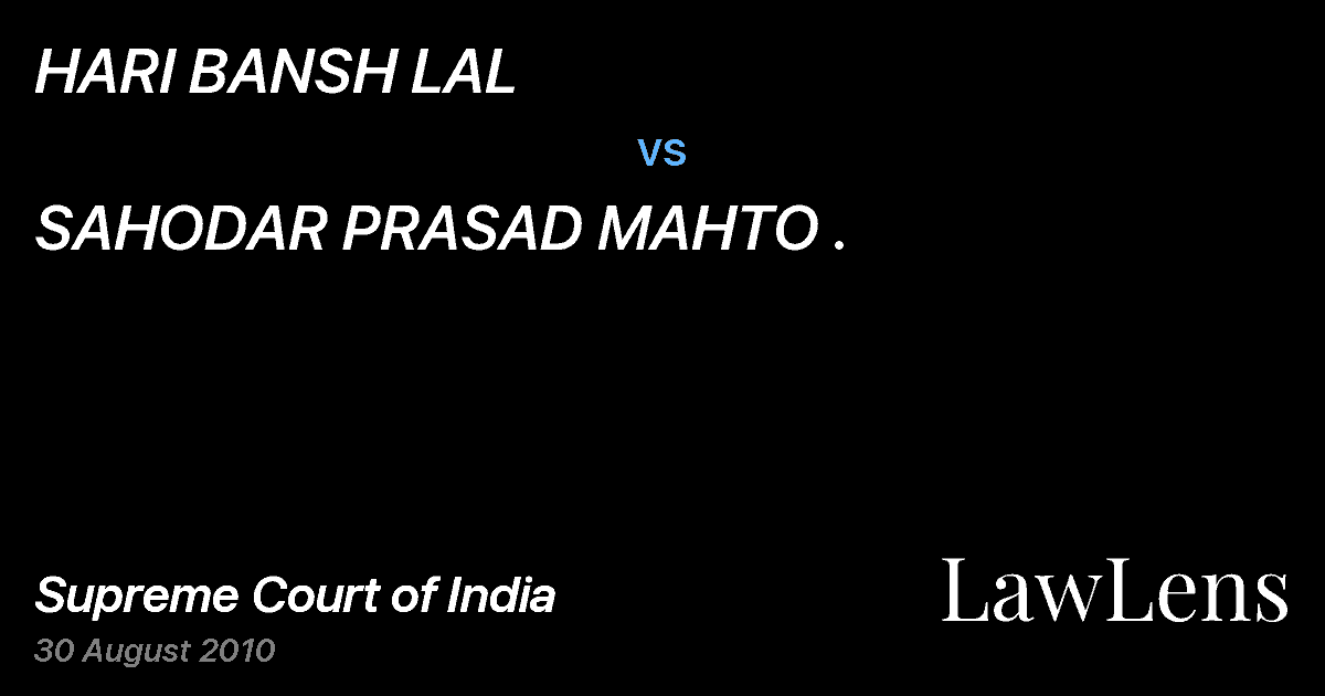 Preview image for HARI BANSH LAL vs. SAHODAR PRASAD MAHTO .