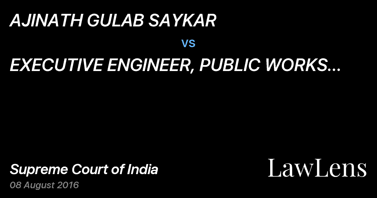 Preview image for AJINATH GULAB SAYKAR vs. EXECUTIVE ENGINEER, PUBLIC WORKS DEPARTMENT, AHMEDNAGAR