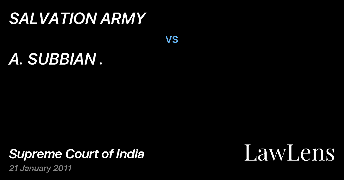 Preview image for SALVATION ARMY vs. A. SUBBIAN .