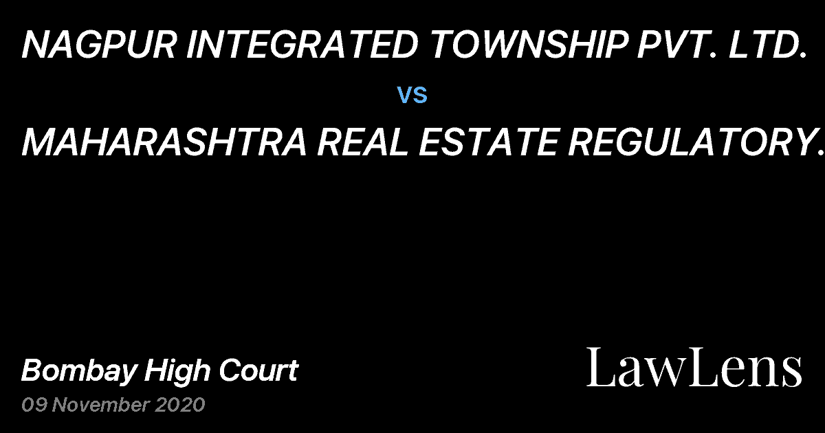 Preview image for NAGPUR INTEGRATED TOWNSHIP PVT. LTD.  vs.  MAHARASHTRA REAL ESTATE REGULATORY AUTHORITY, MUMBAI