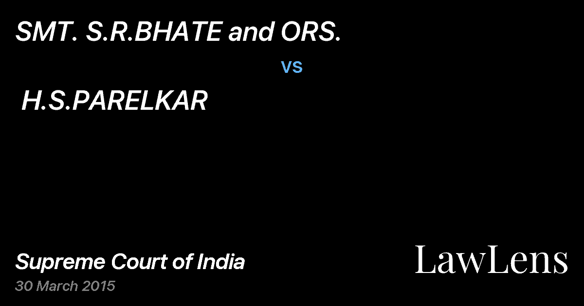 Preview image for SMT. S.R.BHATE and ORS. vs. H.S.PARELKAR