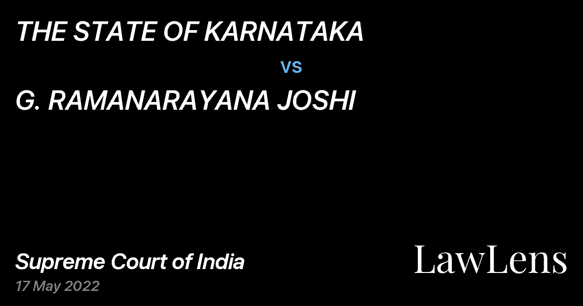 Preview image for THE STATE OF KARNATAKA vs. G. RAMANARAYANA JOSHI