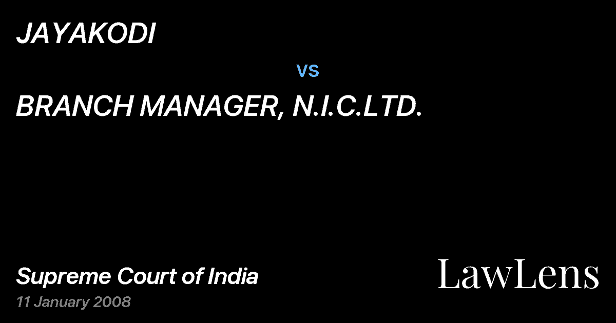 Preview image for JAYAKODI vs. BRANCH MANAGER, N.I.C.LTD.