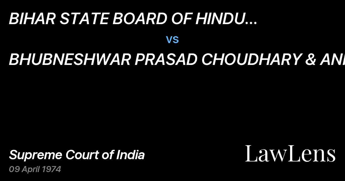 Preview image for BIHAR STATE BOARD OF HINDU RELIGIOUS TRUSTS vs. BHUBNESHWAR PRASAD CHOUDHARY & ANR.