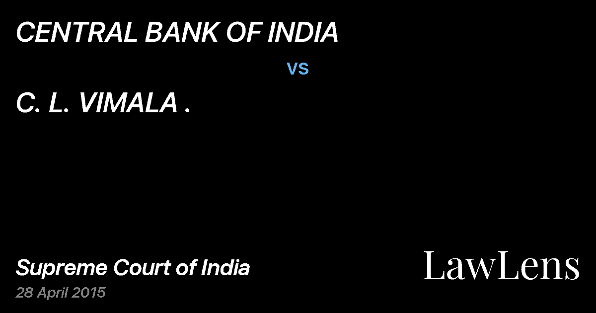Preview image for CENTRAL BANK OF INDIA vs. C. L. VIMALA .