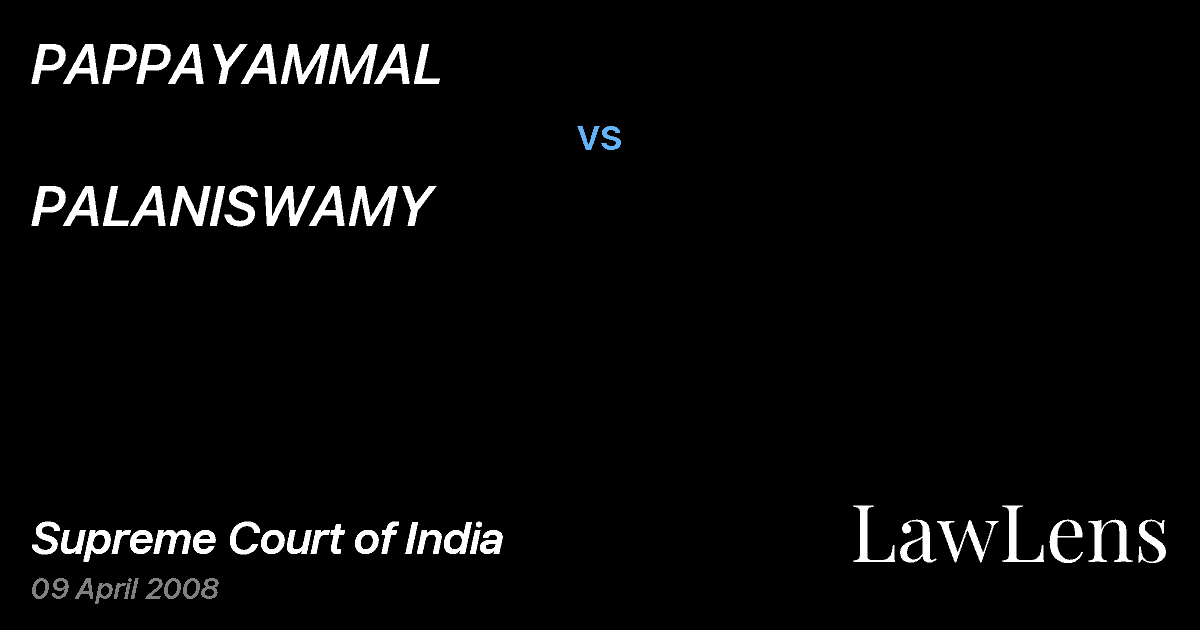 Preview image for PAPPAYAMMAL vs. PALANISWAMY