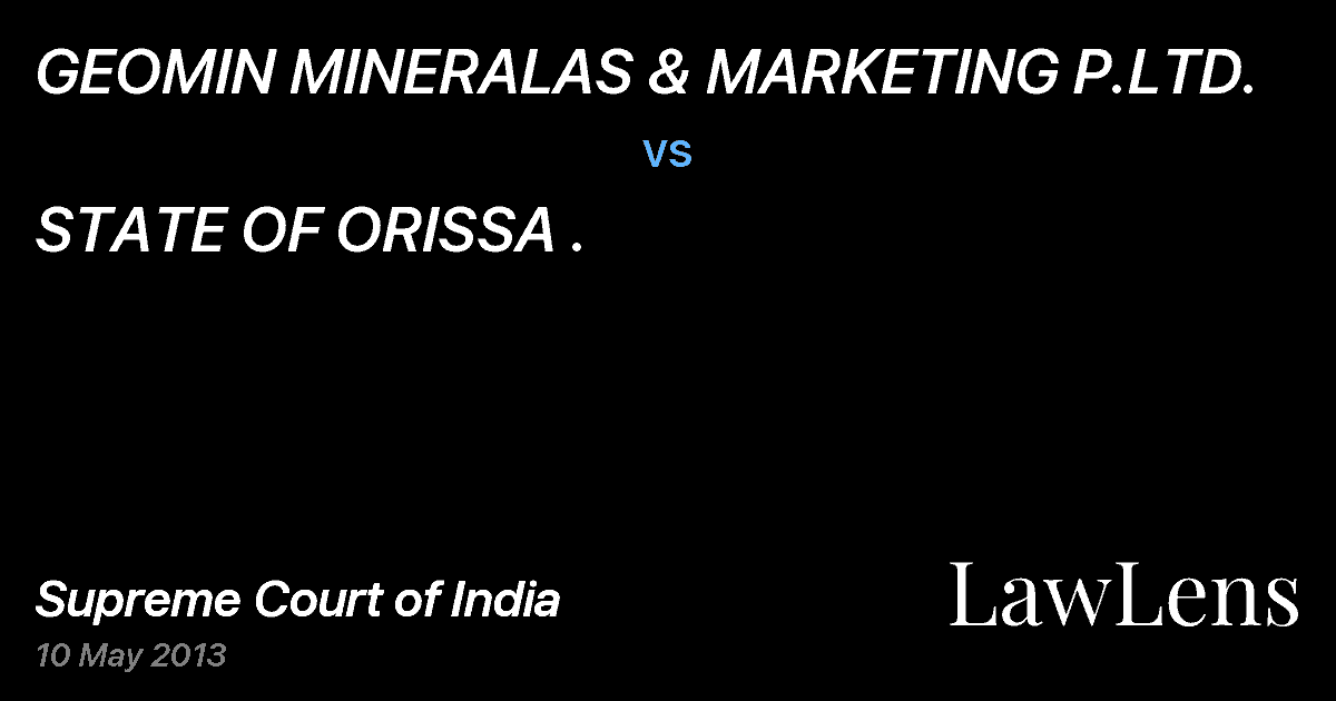 Preview image for GEOMIN MINERALAS & MARKETING P.LTD. vs. STATE OF ORISSA .