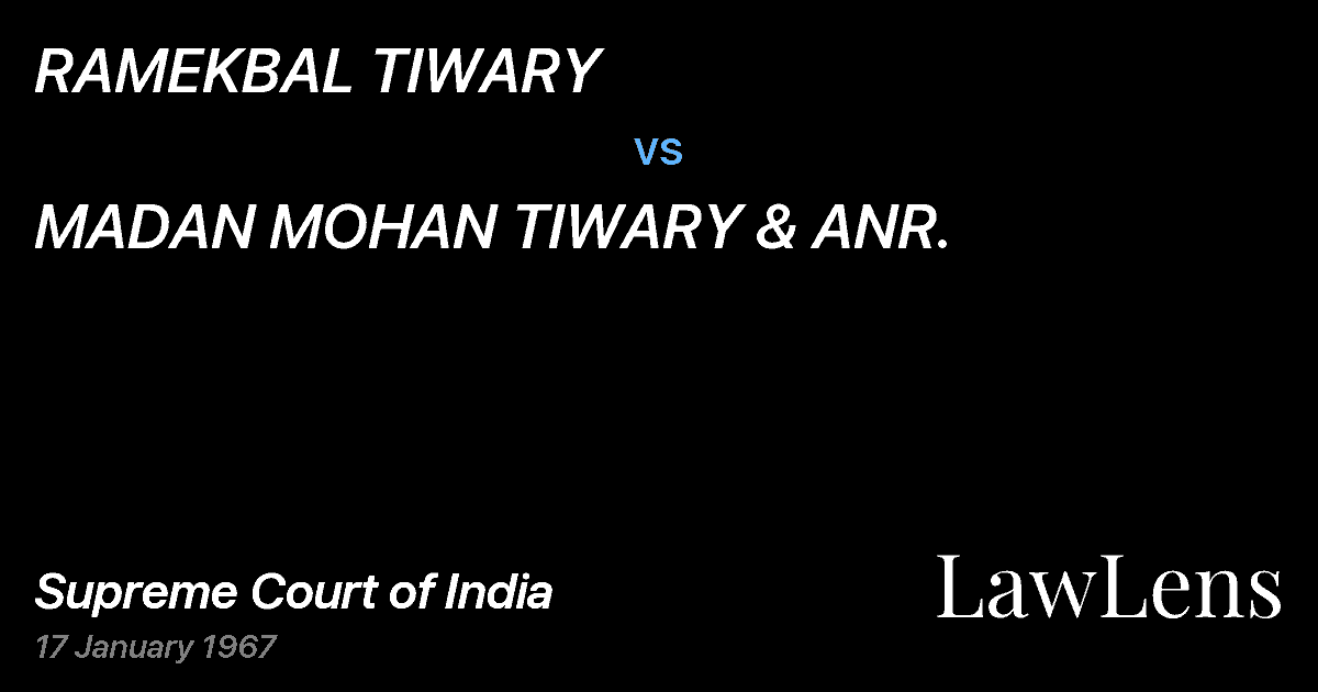 Preview image for RAMEKBAL TIWARY vs. MADAN MOHAN TIWARY & ANR.