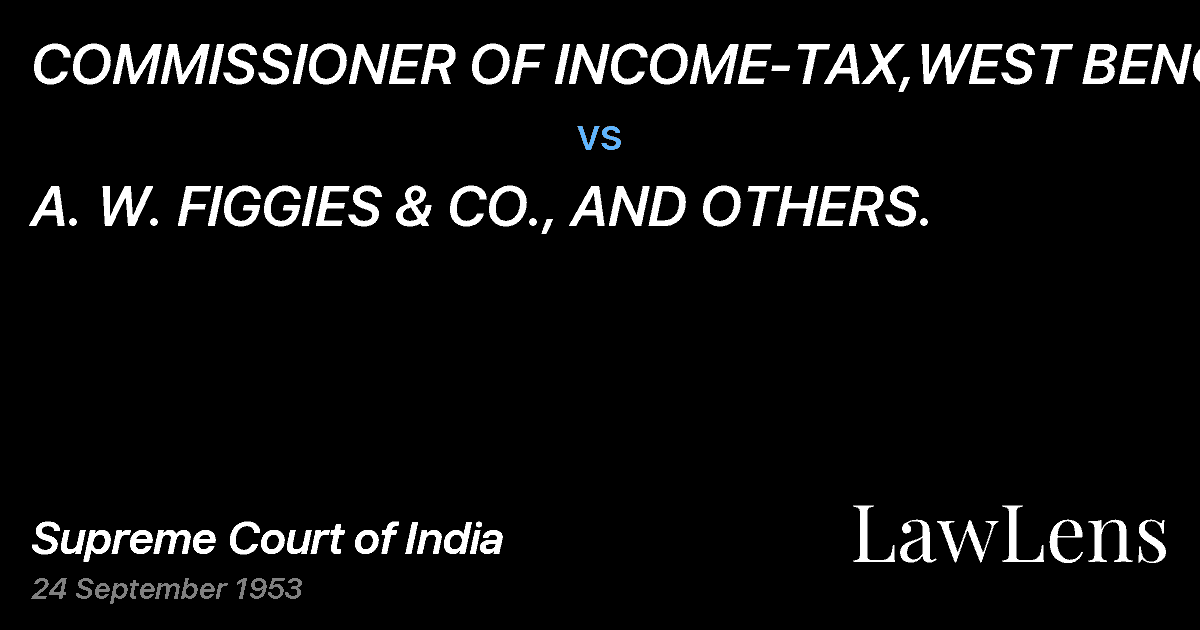 Preview image for COMMISSIONER OF INCOME-TAX,WEST BENGAL vs. A. W. FIGGIES & CO., AND OTHERS.