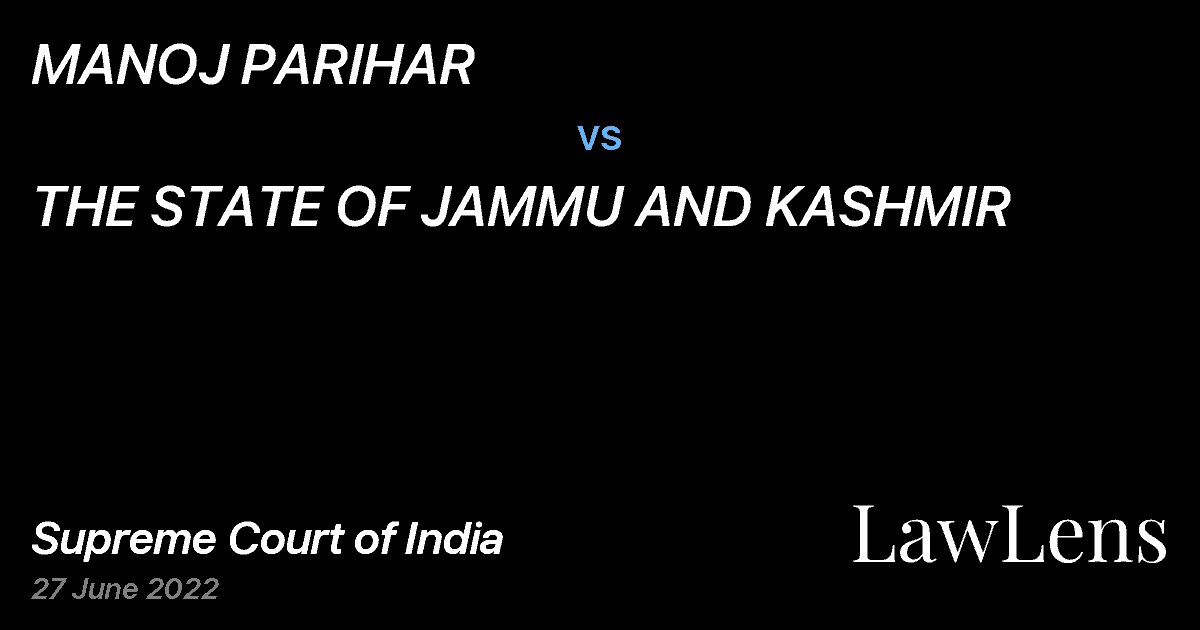 Preview image for MANOJ PARIHAR vs. THE STATE OF JAMMU AND KASHMIR