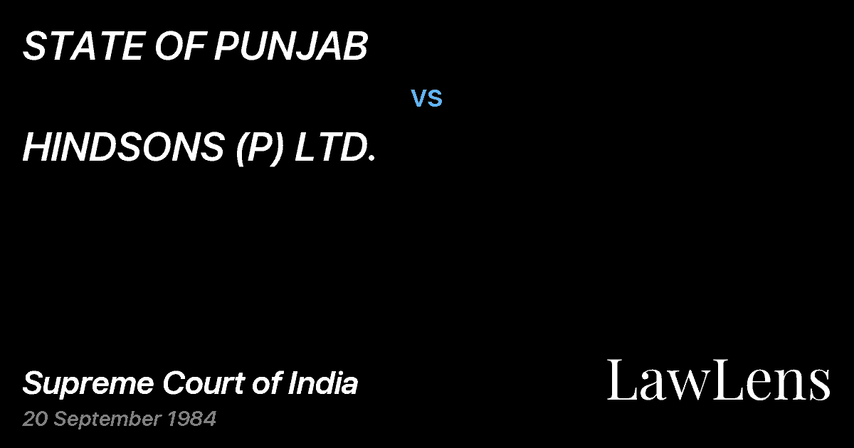 Preview image for STATE OF PUNJAB vs. HINDSONS (P) LTD.