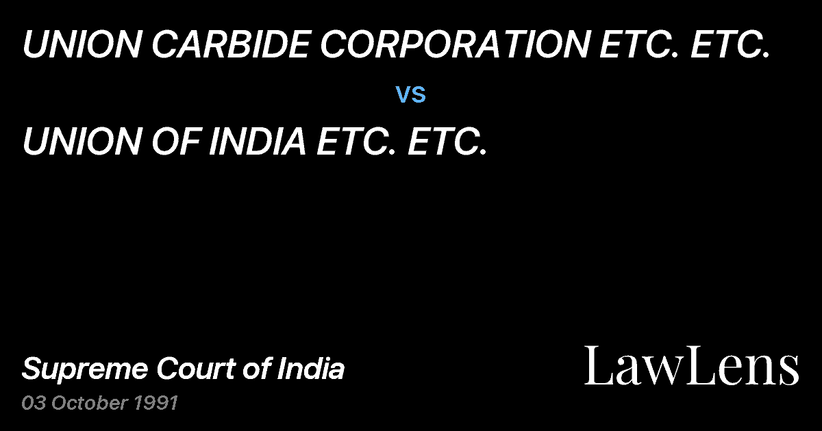 Preview image for UNION CARBIDE CORPORATION ETC. ETC. vs. UNION OF INDIA ETC. ETC.