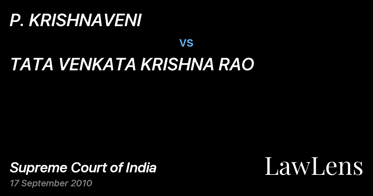 Preview image for P. KRISHNAVENI vs. TATA VENKATA KRISHNA RAO