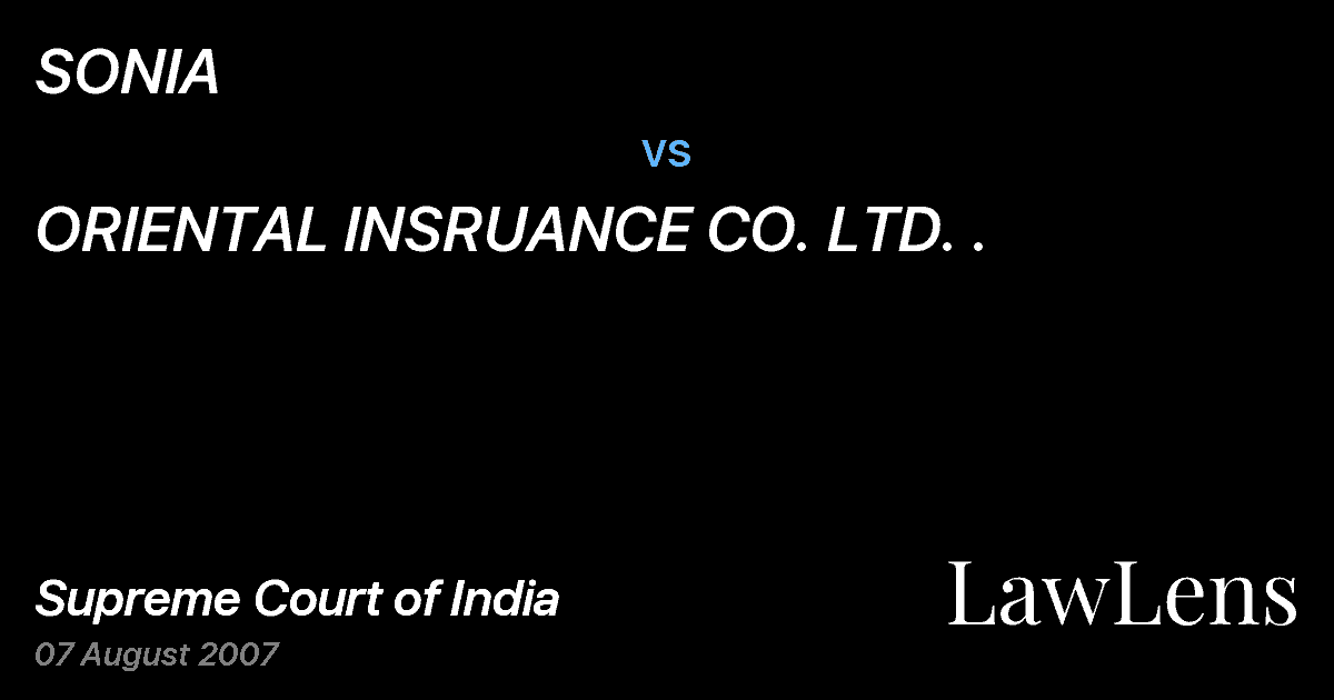 Preview image for SONIA vs. ORIENTAL INSRUANCE CO. LTD. .