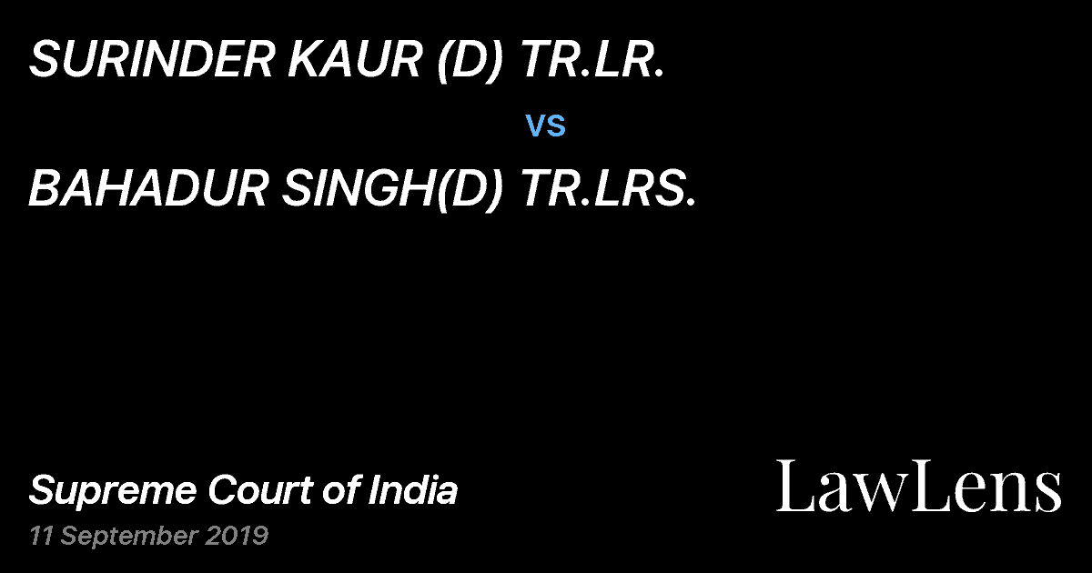Preview image for SURINDER KAUR (D) TR.LR. vs. BAHADUR SINGH(D) TR.LRS.
