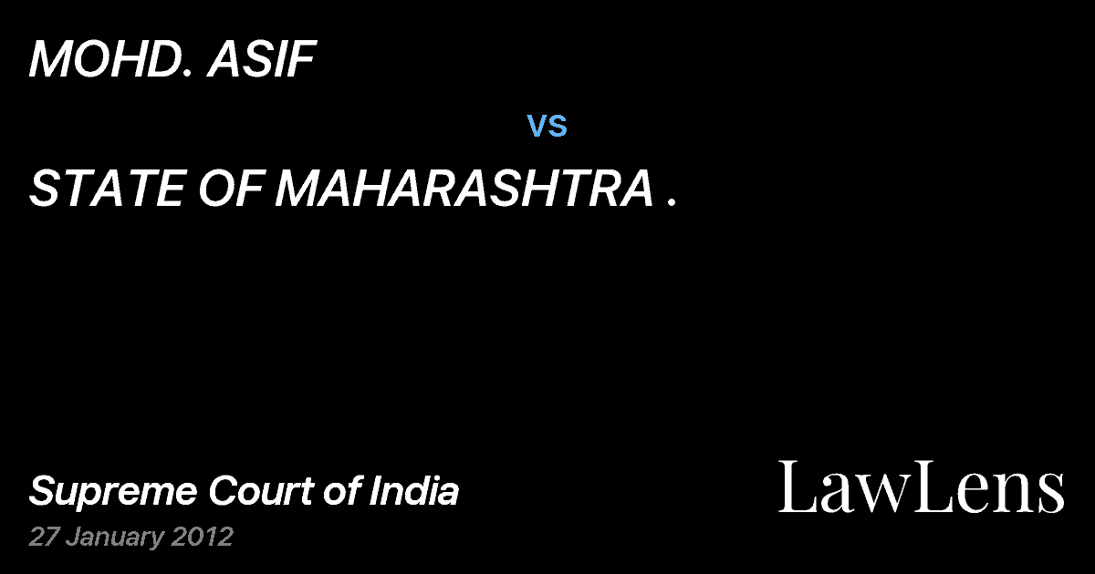 Preview image for MOHD. ASIF vs. STATE OF MAHARASHTRA .