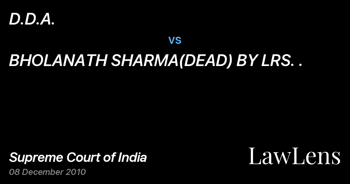 Preview image for D.D.A. vs. BHOLANATH SHARMA(DEAD) BY LRS. .