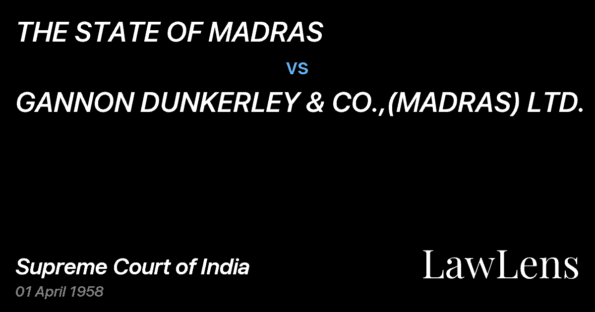 Preview image for THE STATE OF MADRAS vs. GANNON DUNKERLEY & CO.,(MADRAS) LTD.
