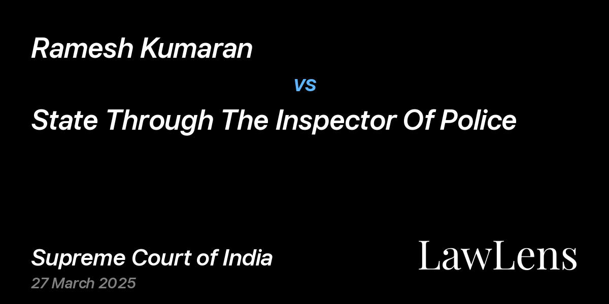 Preview image for Ramesh Kumaran vs. State Through The Inspector Of Police