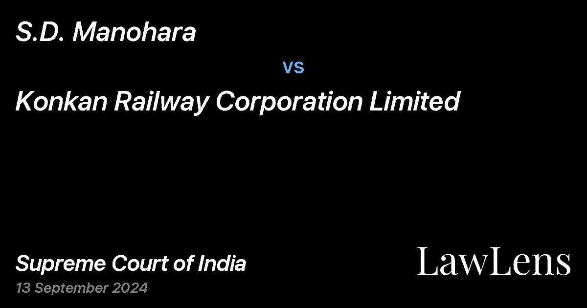 Preview image for S.D. MANOHARA vs. KONKAN RAILWAY CORPORATION LIMITED