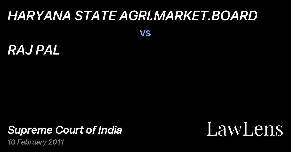 Preview image for HARYANA STATE AGRI.MARKET.BOARD vs. RAJ PAL