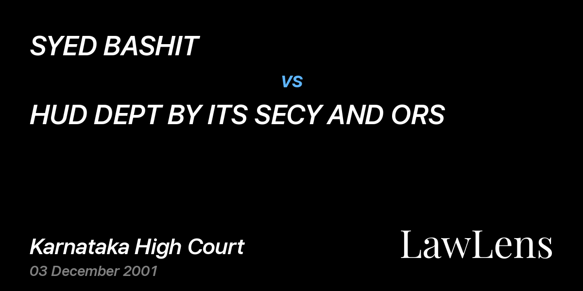 Preview image for SYED BASHIT vs. HUD DEPT BY ITS SECY AND ORS