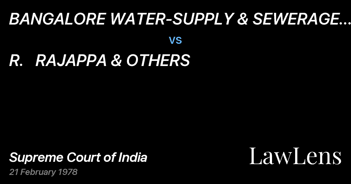 Preview image for BANGALORE WATER-SUPPLY & SEWERAGE BOARD, ETC. vs. R.   RAJAPPA & OTHERS