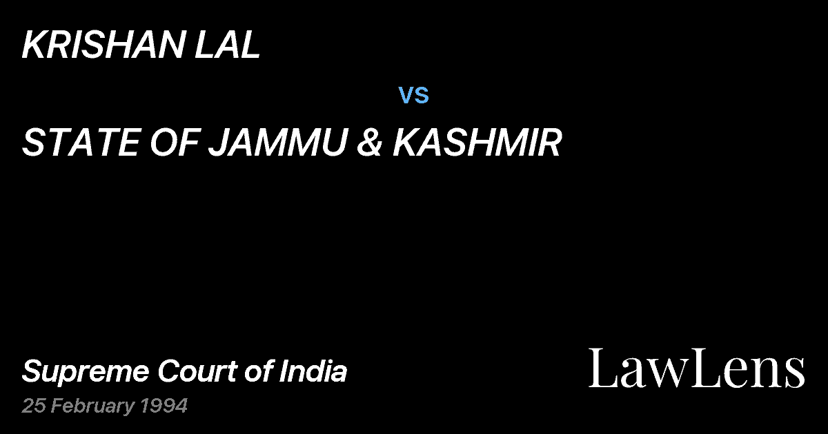 Preview image for KRISHAN LAL vs. STATE OF JAMMU & KASHMIR