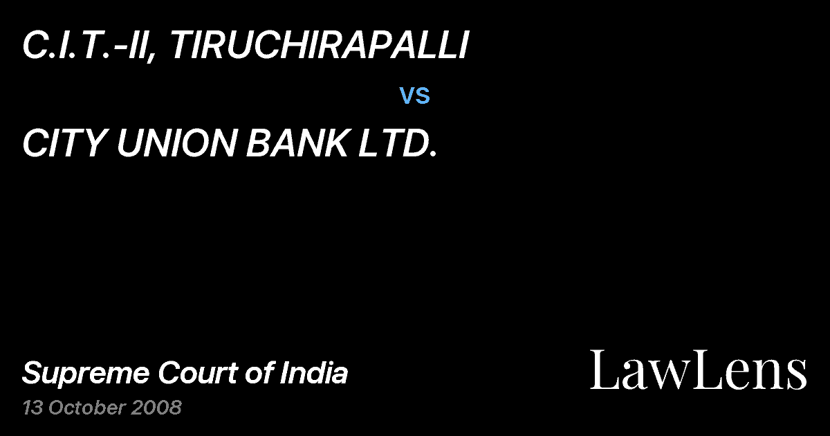 Preview image for C.I.T.-II, TIRUCHIRAPALLI vs. CITY UNION BANK LTD.