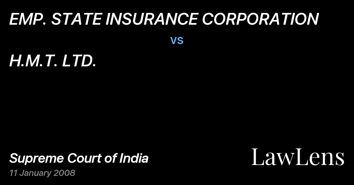 Preview image for EMP. STATE INSURANCE CORPORATION vs. H.M.T. LTD.