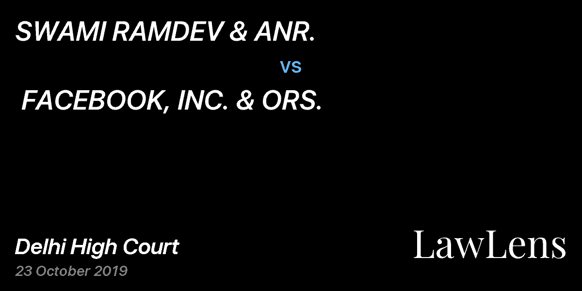 Preview image for SWAMI RAMDEV & ANR.  vs.  FACEBOOK, INC. & ORS.