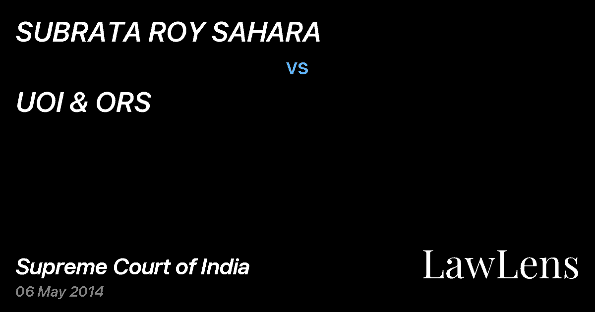 Preview image for SUBRATA ROY SAHARA vs. UOI & ORS