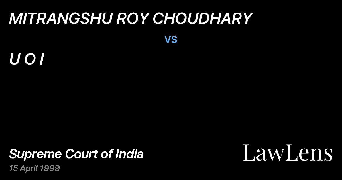 Preview image for MITRANGSHU ROY CHOUDHARY vs. U O I