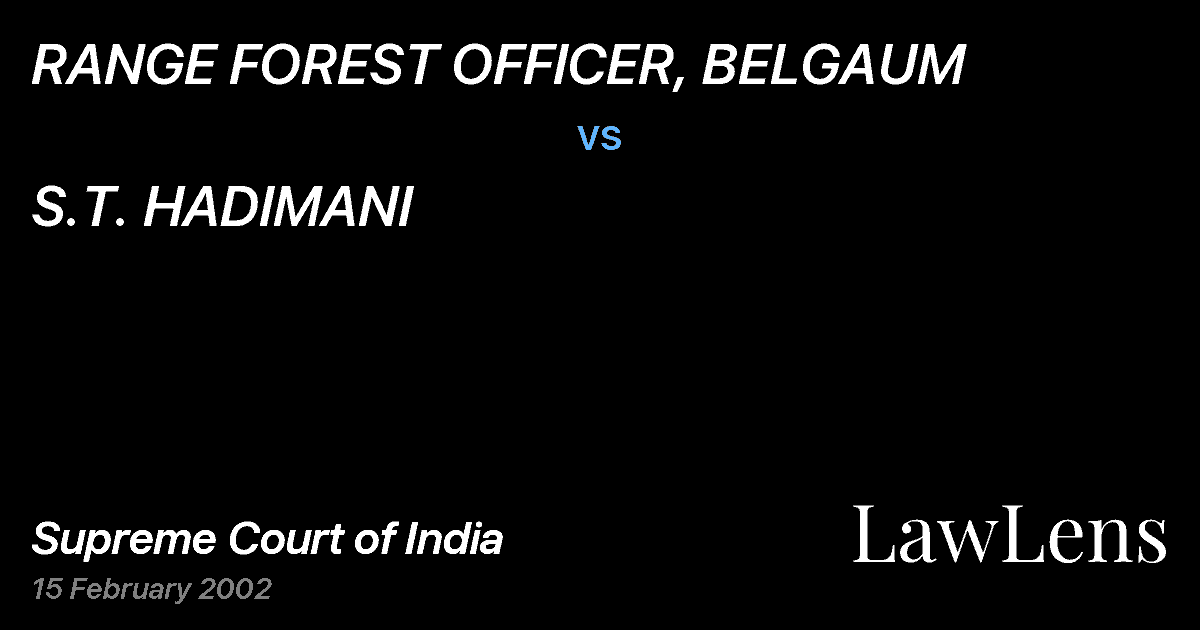 Preview image for RANGE FOREST OFFICER, BELGAUM vs. S.T. HADIMANI