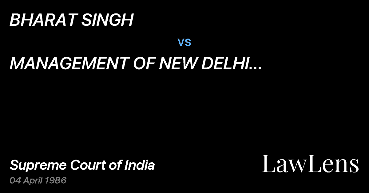 Preview image for BHARAT SINGH vs. MANAGEMENT OF NEW DELHI TUBERCULOSIS CENTRE, JAWAHARLALNEHR