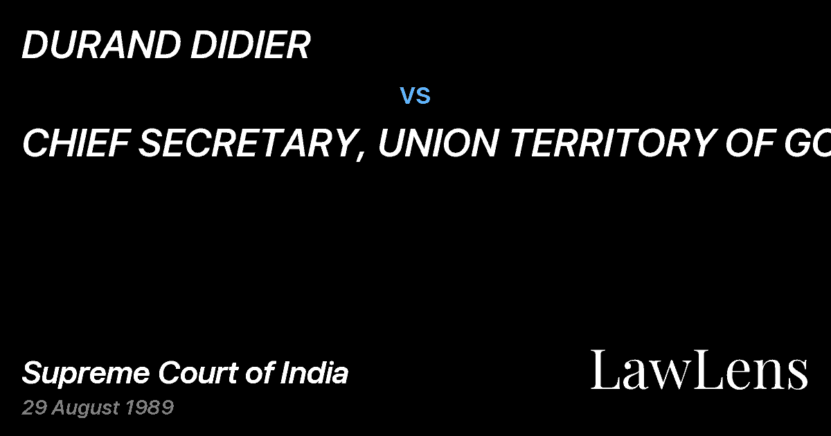 Preview image for DURAND DIDIER vs. CHIEF SECRETARY, UNION TERRITORY OF GOA