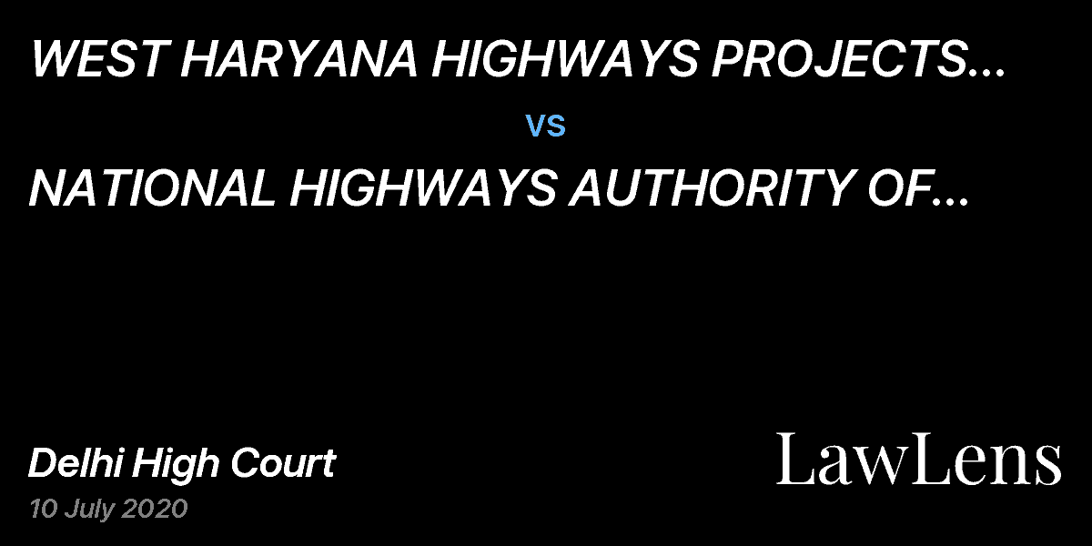 Preview image for WEST HARYANA HIGHWAYS PROJECTS PRIVATE LIMITED  vs.  NATIONAL HIGHWAYS AUTHORITY OF INDIA AND ORS